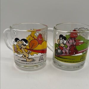 Vintage McDonald's Garfield Glass Mugs 1978 see photos